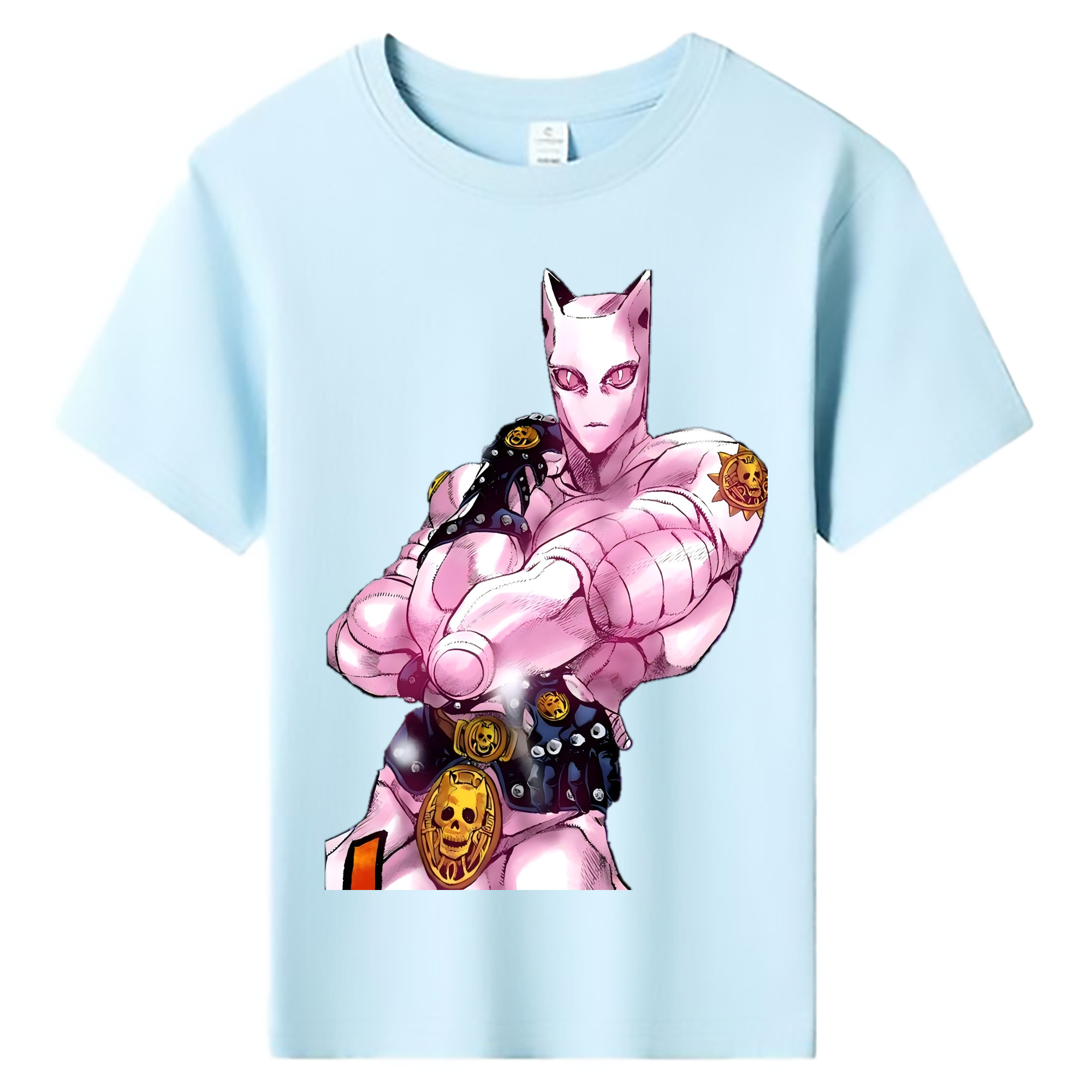 （画像用） ジョジョの奇妙な冒険 きら よしかげ JoJo's Bizarre Adventure Kira Yoshikage 綿100％キッズTシャツ（フロントプリント）